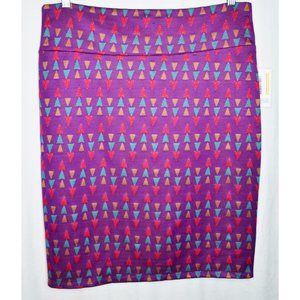 LulaRoe Cassie Straight Pencil Skirt Knee Length Purple Geo Print Sz 3XL